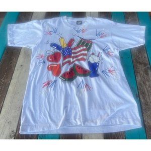 Vintage 1991 Made in USA Patriotic Tee Size Large Women T-Shirt Rare